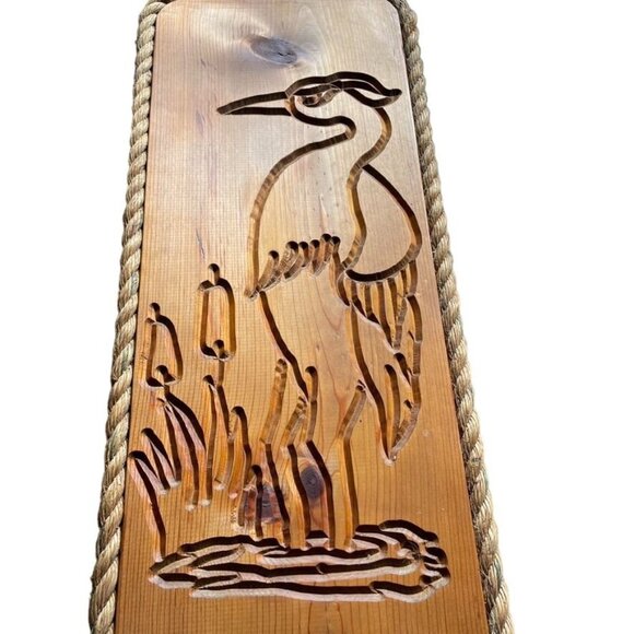 Crane Hand Carved Wall Art Beach Coastal Decoration Signed Vintage u Joe Davala - Picture 3 of 6